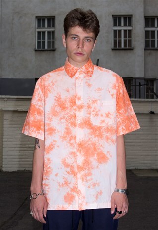 VINTAGE 90S TIE DYE HOT ORANGE SHIRT