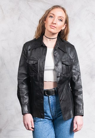 VINTAGE 70S BLACK LEATHER JACKET