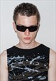 Y2K matrix rave wraparound sunglasses in incognito black