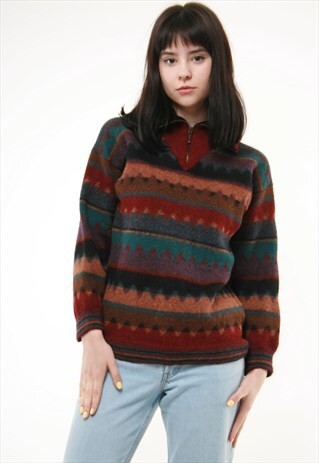 90S VINTAGE ALPACA ABSTRACT PATTERN WOOL JUMPER 452