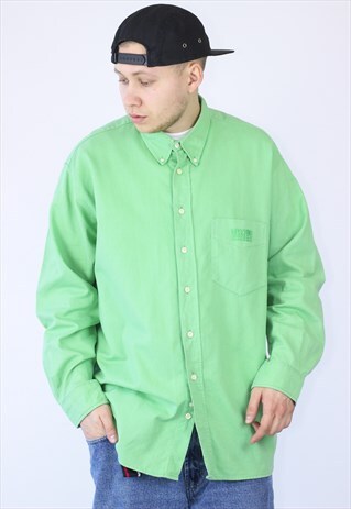 VINTAGE MENS MOSCHINO POCKET LOGO OXFORD SHIRT LONG SLEEVE