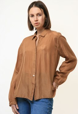 Vintage Massimo Dutti Brown Silky Relaxed Blouse 4608