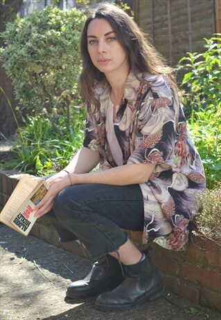 1990S VINTAGE ABSTRACT PATTERNED BUTTON UP SHIRT