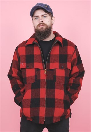 VINTAGE WOOLRICH HEAVY CHECK JACKET /R5008