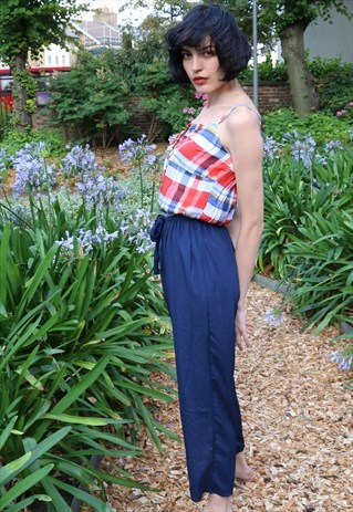 RED CHECK PRINT JUMPSUITS HOLIDAY WEAR CY