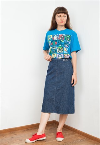 HIGH WAISTED MIDI DENIM SKIRT