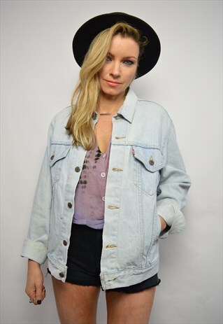 VINTAGE 90S LEVI'S LIGHT BLUE WASH DENIM JACKET GRUNGE RETRO