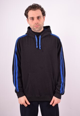 STARTER MENS VINTAGE HOODIE JUMPER LARGE BLACK 90S