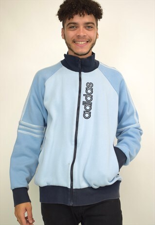 VINTAGE 90S ADIDAS BLUE TWO TONE FLEECE JACKET