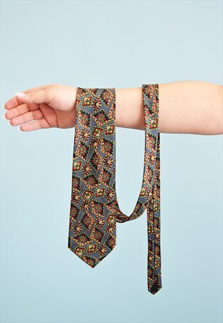 VINTAGE 80'S RETRO ABSTRACT PATTERN PRINT TIE