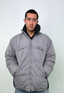 Light Grey 90s Reebok Puffer Jacket Coat