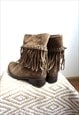 VINTAGE BROWN SUEDE LEATHER COWBOY WESTERN BOOTS SHOES