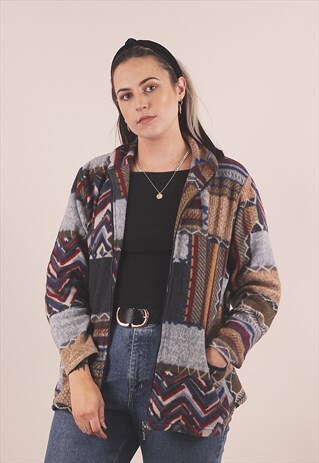 VINTAGE CRAZY PATTERNED FLEECE JACKET /A14026