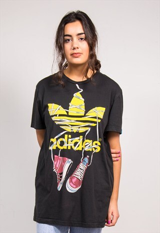 90'S VINTAGE ADIDAS TREFOIL LOGO BLACK T-SHIRT