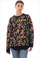 ORANGE MULTI FLORAL-JACQUARD WOOL BLEND OVERSIZED JUMPER