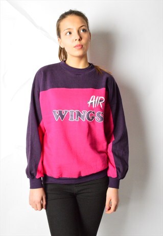 VINTAGE 80S PINK COLOUR BLOCK DROP SHOULDER SWEATSHIRT