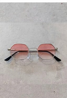 Colour Lensed Octagonal Sunglasses - Pink