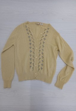 90s Vintage Marella Cardigan Yellow Floral Detail