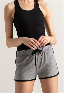Women's Retro Vintage Jogger Shorts - Grey