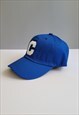 BLUE GRAPHIC VINTAGE COTTON BASEBALL ADJUSTABLE CAP 