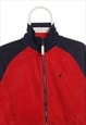 NAUTICA - RED AND BLUE EMBROIDERED ZIPPED FLEECE JACKET - XS