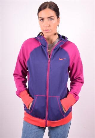 NIKE WOMENS VINTAGE HOODIE JACKET LARGE PURPLE 90'S