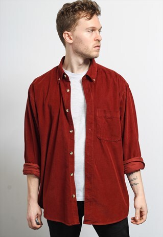 VINTAGE CORDUROY CORD SHIRT RED