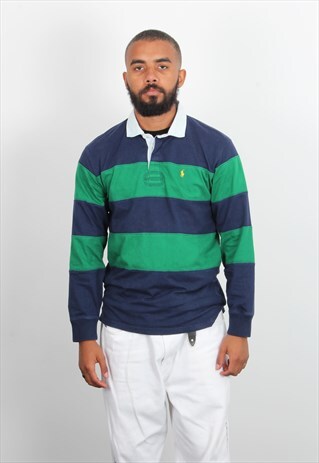 VINTAGE POLO RALPH LAUREN RUGBY SHIRT GREEN