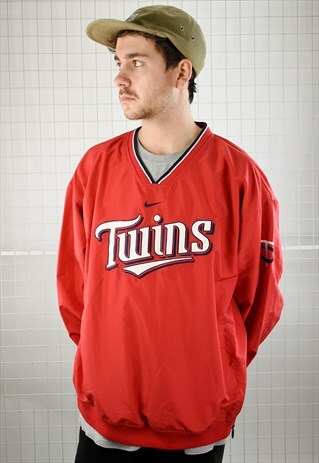 VINTAGE 90S NIKE 'TWINS' MLB WINDBREAKER SWEAT WITH POCKETS