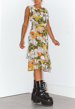 Y2K Reworked Printed Floral Colourful Summer Dress
