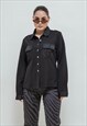 VINTAGE Y2K GRUNGE BUTTON UP LONG SLEEVE BLACK SHIRT M