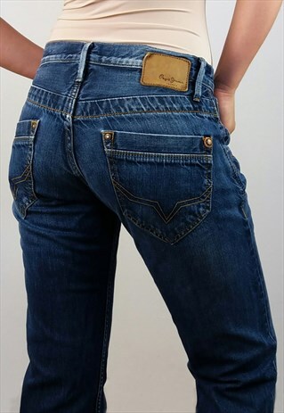 VINTAGE 90'S STRAIGHT CUT REGULAR WAIST DARK WASH JEANS