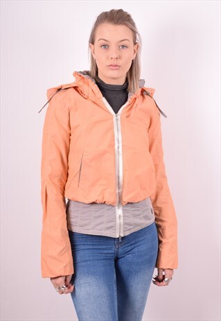 MARCCAIN WOMENS VINTAGE HOODIE JACKET MEDIUM ORANGE 90S