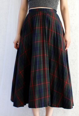 Vintage Maxi Long Skirt Grid Size XS T910