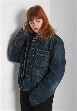 Vintage Wrangler Heavy Quilted Denim Jacket Womens - Blue