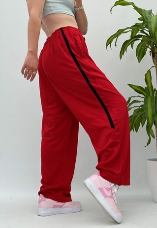 VINTAGE STARTER JOGGERS IN RED & BLACK, DRAWSTRING WAIST