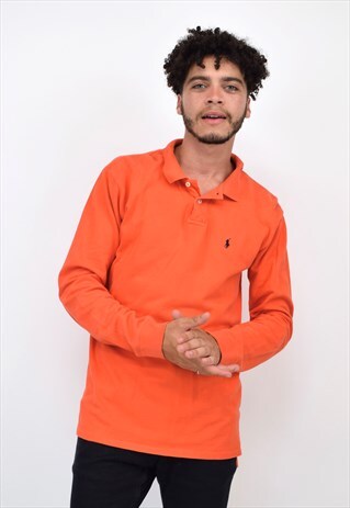 VINTAGE 90S POLO RALPH LAUREN ORANGE POLO SHIRT