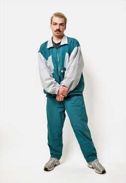 Vintage full tracksuit set green mint grey colour 90s 80s 