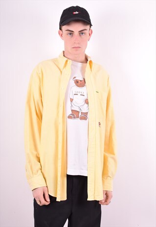 TOMMY HILFIGER MENS VINTAGE SHIRT LARGE YELLOW 90'S