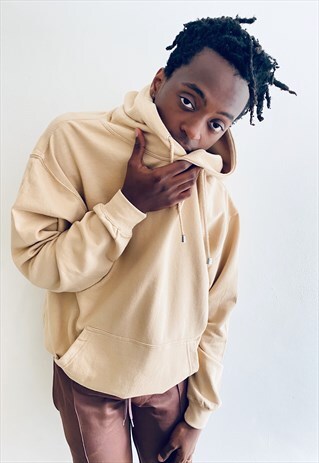 CLASSIC LOGO HOODIE IN BEIGE WITH EMBROIDERY