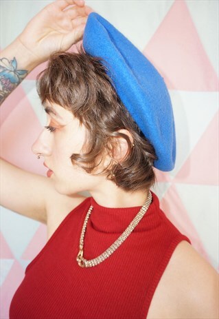 VINTAGE 60S BLUE WOOL BERET