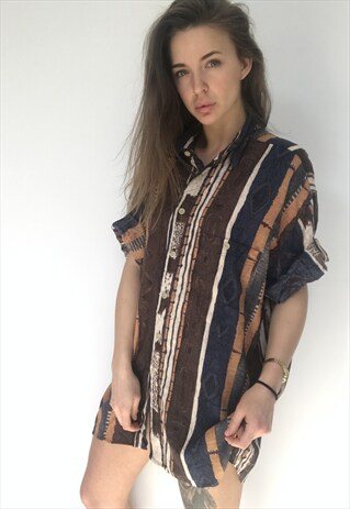 PATTERNED OVERSIZED RETRO VINTAGE UNISEX FESTIVAL SHIRT