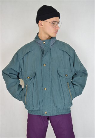 VINTAGE GREEN RAVE PUFFER JACKET