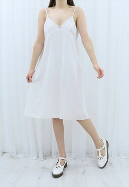 90s Vintage White Lace Slip Dress