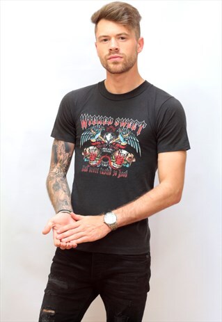 VINTAGE BLACK GRAPHIC 'WICKED SWEET' T-SHIRT