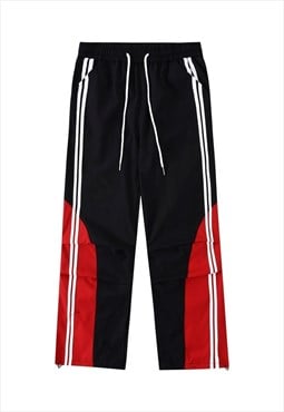 Utility joggers stripe tapered pants cyber punk trousers