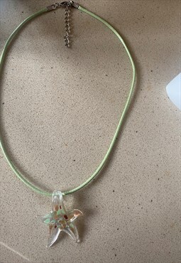 light green murano glass starfish pendant necklace