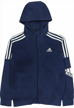 Adidas 90's Spellout Zip Up Hoodie Small Blue