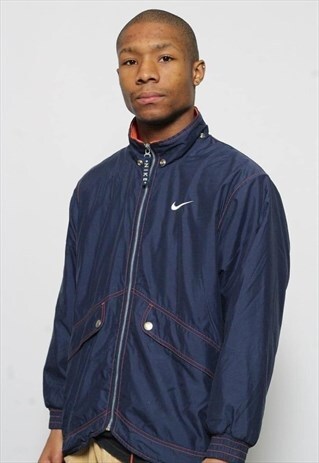 VINTAGE NIKE FLEECE LINED JACKET BLUE