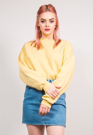 VINTAGE 90'S PALE YELLOW BASIC SWEATER SWEATSHIRT